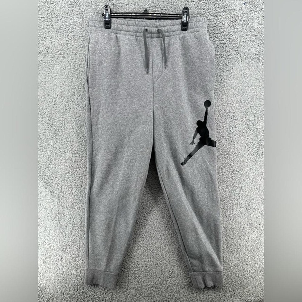 Jordan Jumpman Logo Fleece Sweatpants Gray DA6803-091 Mens Sz Medium